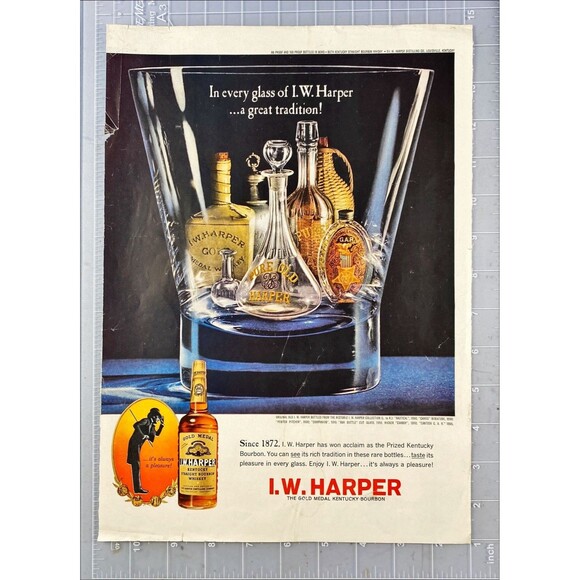 I.W. Harper Kentucky Bourbon Whiskey "In every glass Great Tradition"Vtg Ad 1964 - Picture 2 of 3